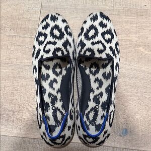 Rothy's Black and Cream Leopard Print Flats